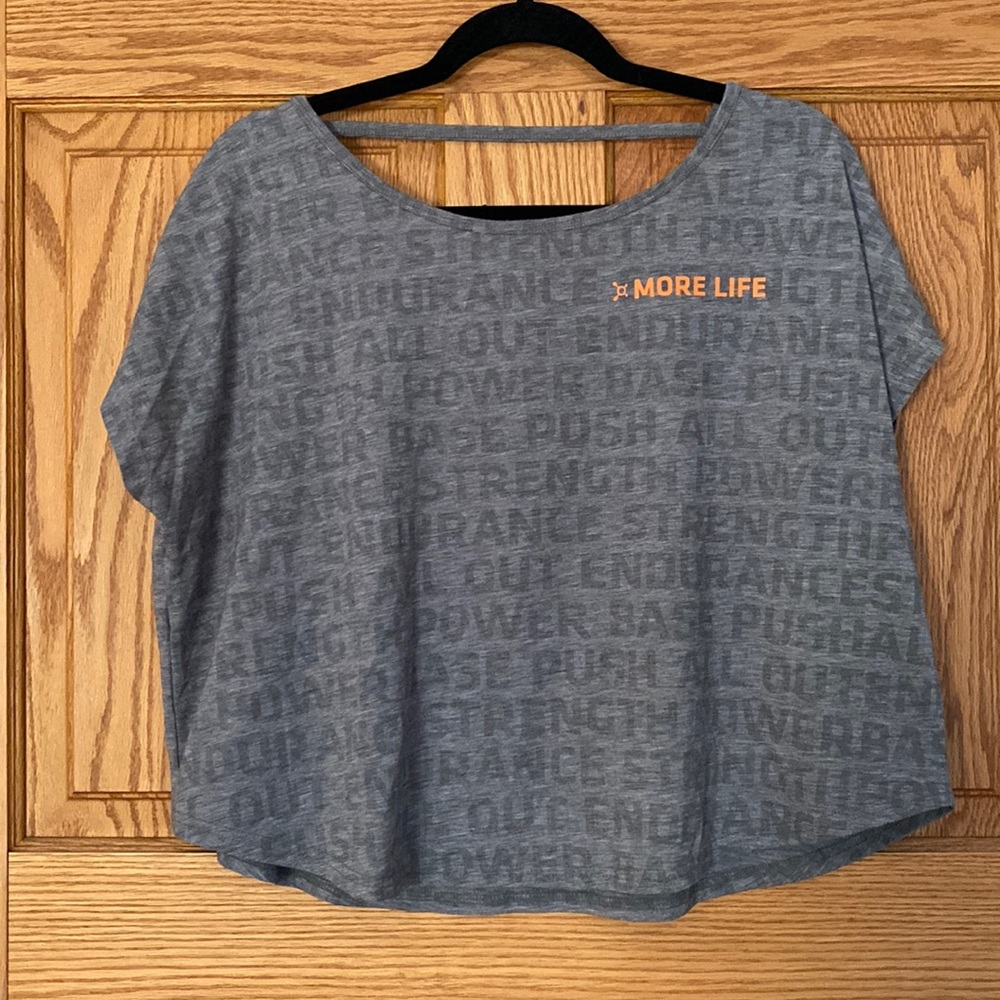 Orangetheory More Life Women's Short Sleeve Tee in Heather Gray with Orange Logo